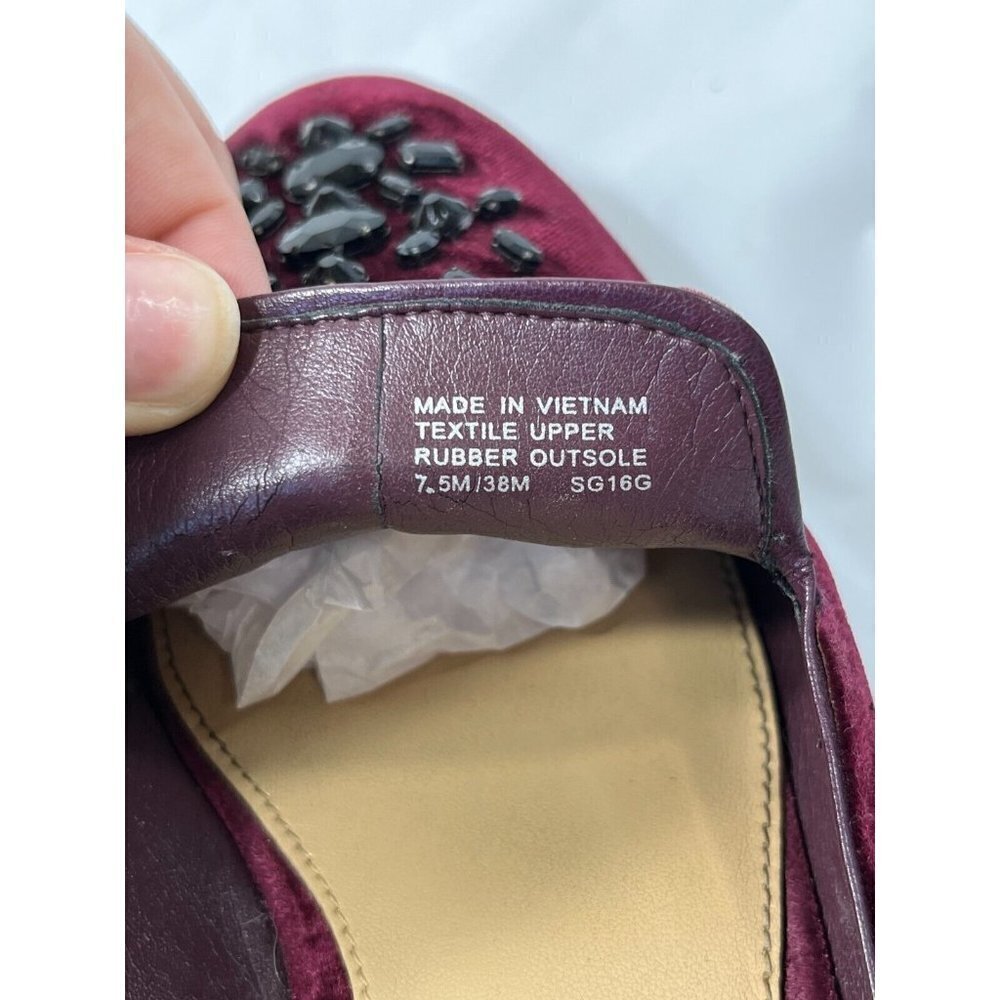 Michael Kors Womens 7.5 Shoes Edie Embellished Velvet Slide Slip-Ons Burgundy - Picture 4 of 14